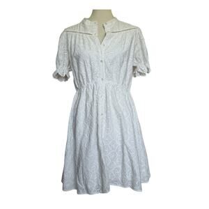 BA&SH Beky Eyelet Dress - Ecru - Size 8 / Large